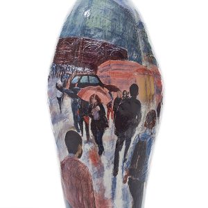 Vase with people painted on it