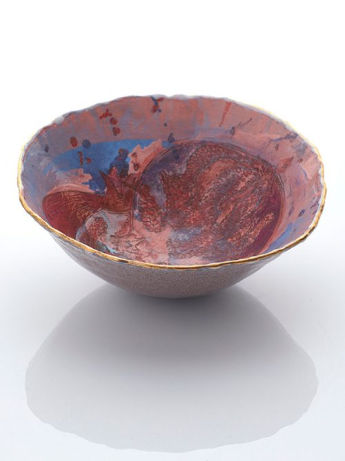 Handmade Bowl Ceramic Pinch-pot Red Pomegranate